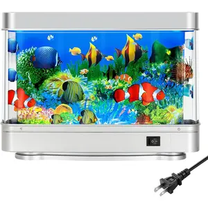 Fake Fish Tank,Artificial Aquarium Decorations,Fake Aquarium Decor,Virtual Ocean Moving Fish lamp for Bedroom Office Décor