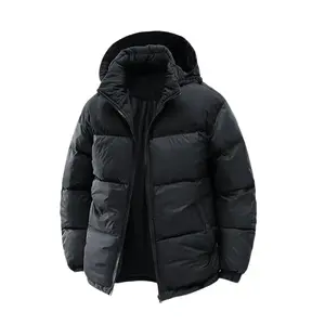Men's Basic Pocket Zipper Thick Warm Hooded Jacket Regular Fit Long Sleeve Winter Coat for Cold Weather Casual Menswear Plain Tops Black Small Operator Beige