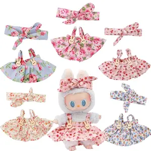 Doll Clothes Set, 2-Piece Dress and Headscarf, Cute Fit for 17cm Dolls, Perfect for Changing and Play, Ideal Gift for Kids