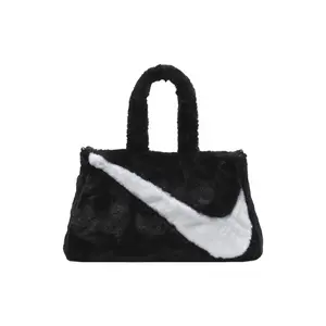 Nike Polyester Tote Shoulder Bag with Logo Print, Unisex Black and White Luggage & Bag, Tote Shoulder Bags