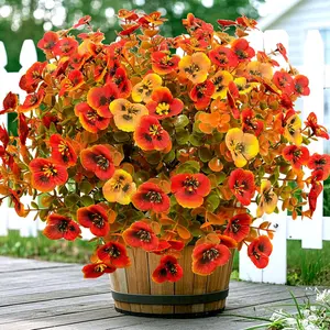 Artificial Mums Fall Flowers for Outdoor, 12pcs Fake Mums UV Resistant Outdoor Artificial Plants, Faux Silk Flowers Plants for Porch,Garden, Patio,Window Box Home Decoration