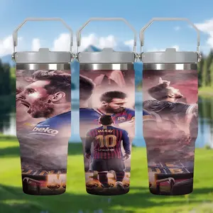 1pc 30oz Messi Basha Stainless Steel Insulated Cup, Dual Layer Thermal, Leak-Proof Lid, Reusable, All Seasons, Perfect Gift for Parents and Friends