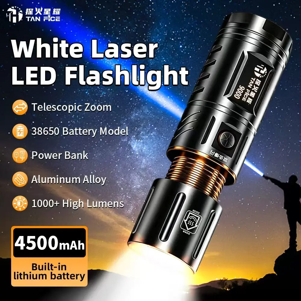 Strong light flashlight, rechargeable, small, ultra-bright, long-range, outdoor portable, mini xenon lamp, white laser spotlight, small steel cannon backtoschoolshopping