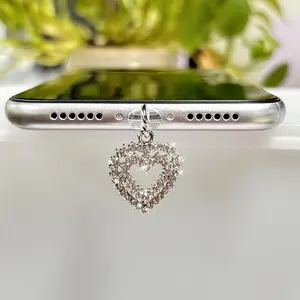 Heart Shaped Hollow Out Design Dust Plug, Phone Charging Port Dust Plug, Phone Accessories for iPhone & Type-C, Mobile Phone Decoration Accessories, Cell Phone Charm