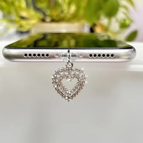 Heart Shaped Hollow Out Design Dust Plug, Phone Charging Port Dust Plug, Phone Accessories for iPhone & Type-C, Mobile Phone Decoration Accessories, Cell Phone Charm