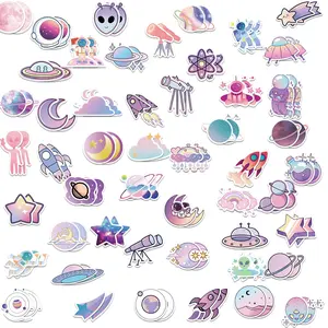 50pcs Pastel Space Stickers Pack, Waterproof Cute Kawaii Astronaut & Planet Decals for Laptop, Water Bottle, Journal, Scrapbook & Scrapbooking, Kids Gift