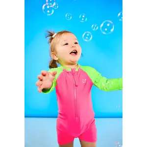 Baby and Toddler Neon Swimsuit - Pink and Green Long Sleeve