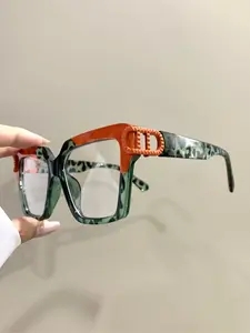 Unisex Vintage Fashion Leopard Pattern Eyeglasses, Trendy Casual Eyeglasses for Everyday Use, Fashion Accessories for Outdoor Activities, Stylish Square Frames, High Quality Eyewear