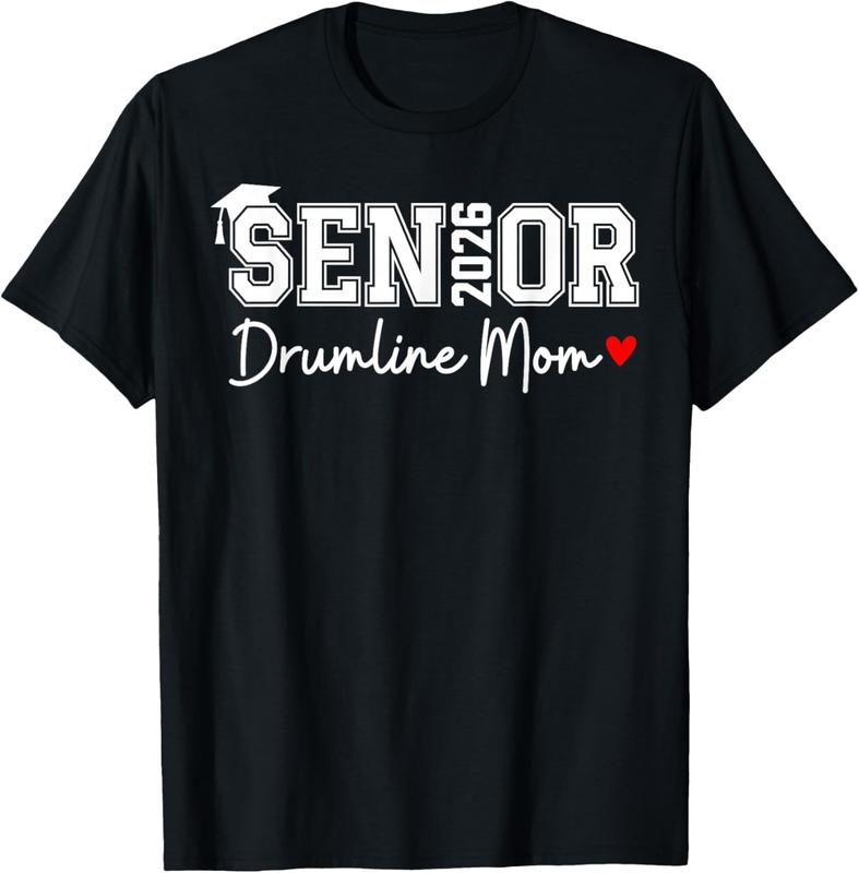 100% Cotton Senior Drumline Mom 2026 Marching Band Graduation Class 2026 T-Shirt