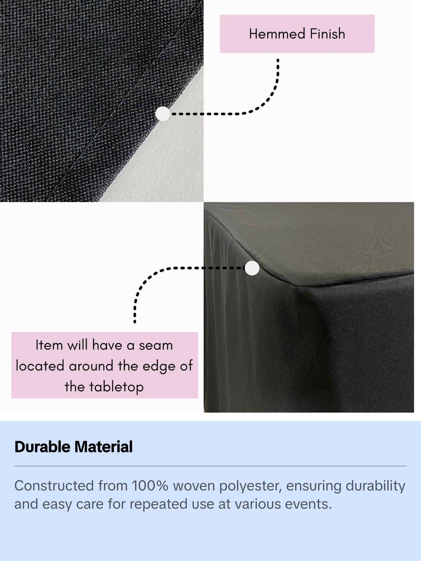 6 ft Fitted Slit Open Back Polyester Rectangular Tablecloth Black