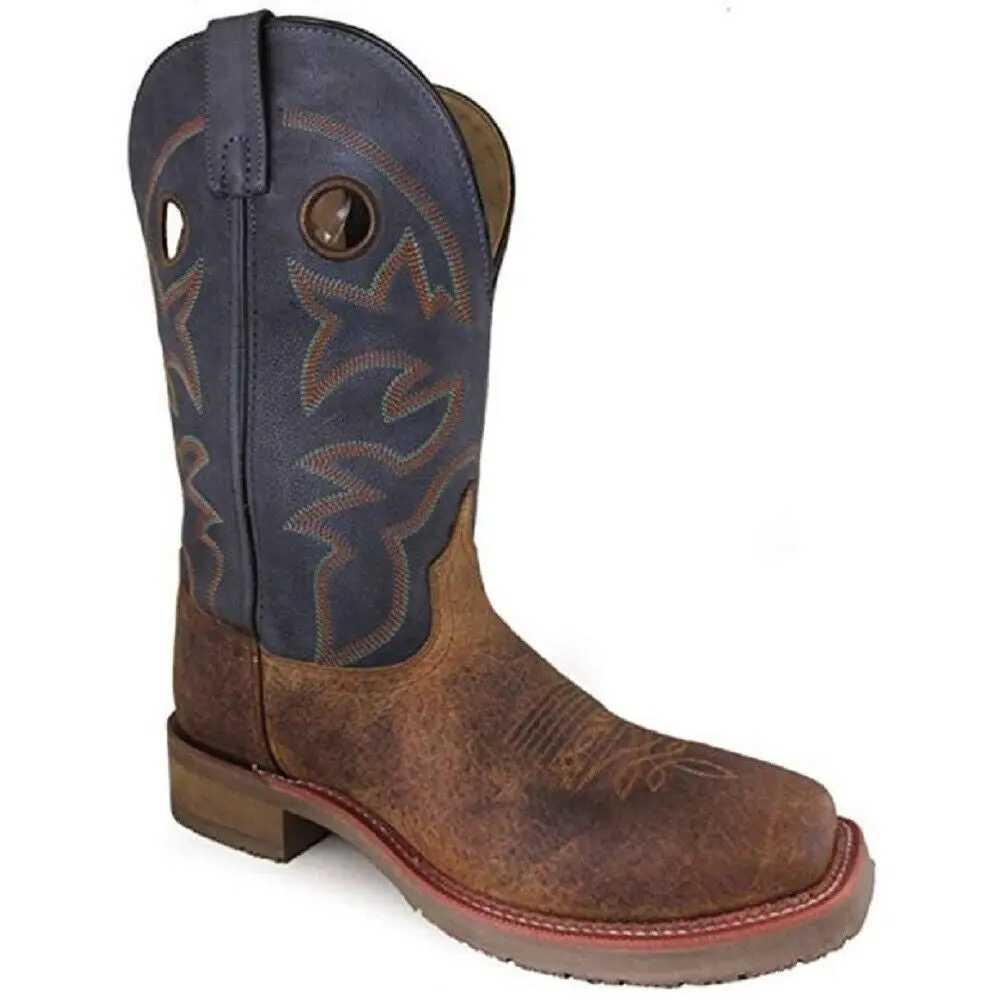 Men's BROWN & NAVY 'PARKER' WESTERN COWBOY BOOTS