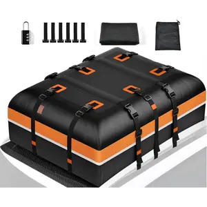Rooftop Cargo Carrier Bag, 20 Cubic   Roof Cargo Carrier Bag, Soft Shell  Top Cargo Box for   with/Without Racks, Anti-Slip Mat, Door Hooks, Luggage Lock