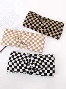 3pcs Autumn Winter Knitted Crochet Chessboard Twist Hairbands, Stylish Versatile Warm Hair Accessories for Cold Weather Use, Headband Set, Headbands Women