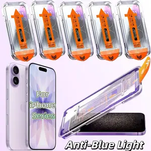 5-Pack Anti-Blue Light Tempered Glass Screen Protector for iPhone 17 16 15 14 13 12 11 Pro Max, Full Coverage, 9h Hardness, Bubble-Free, Accessories