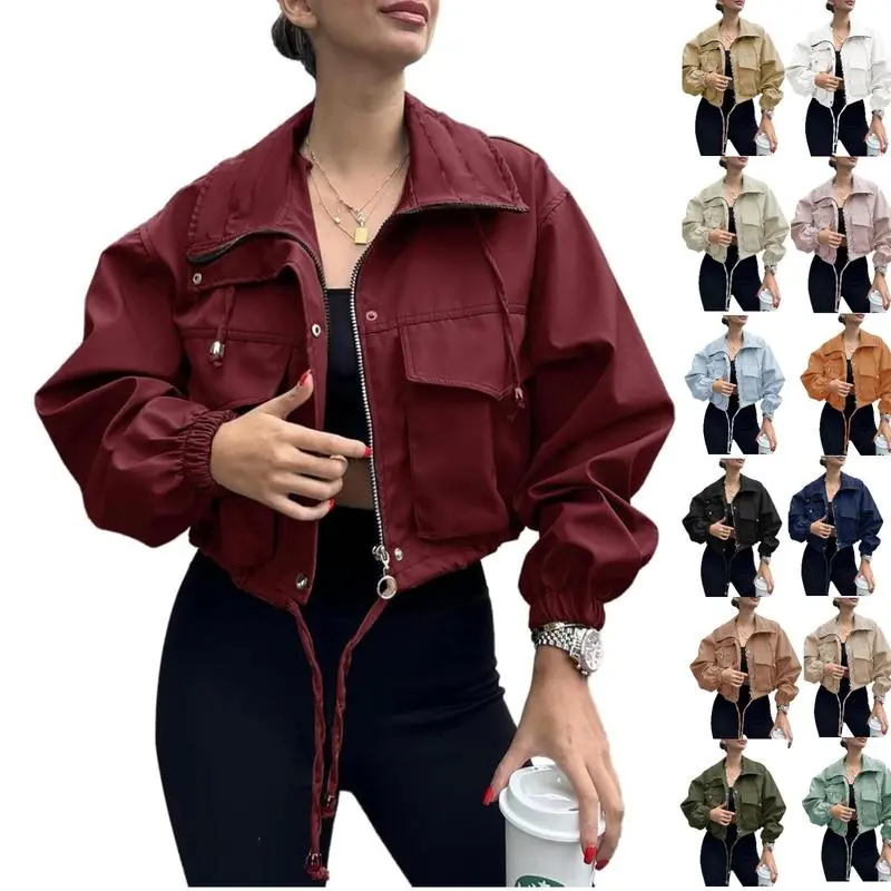 Women's Fashion Lady Military Utility Anorak Jacket - Long Sleeve, Loose Fit, Lightweight Polyester, Zip-Up, Casual Party Coat with Pockets, Tops, Stylish, 2025,summervibes