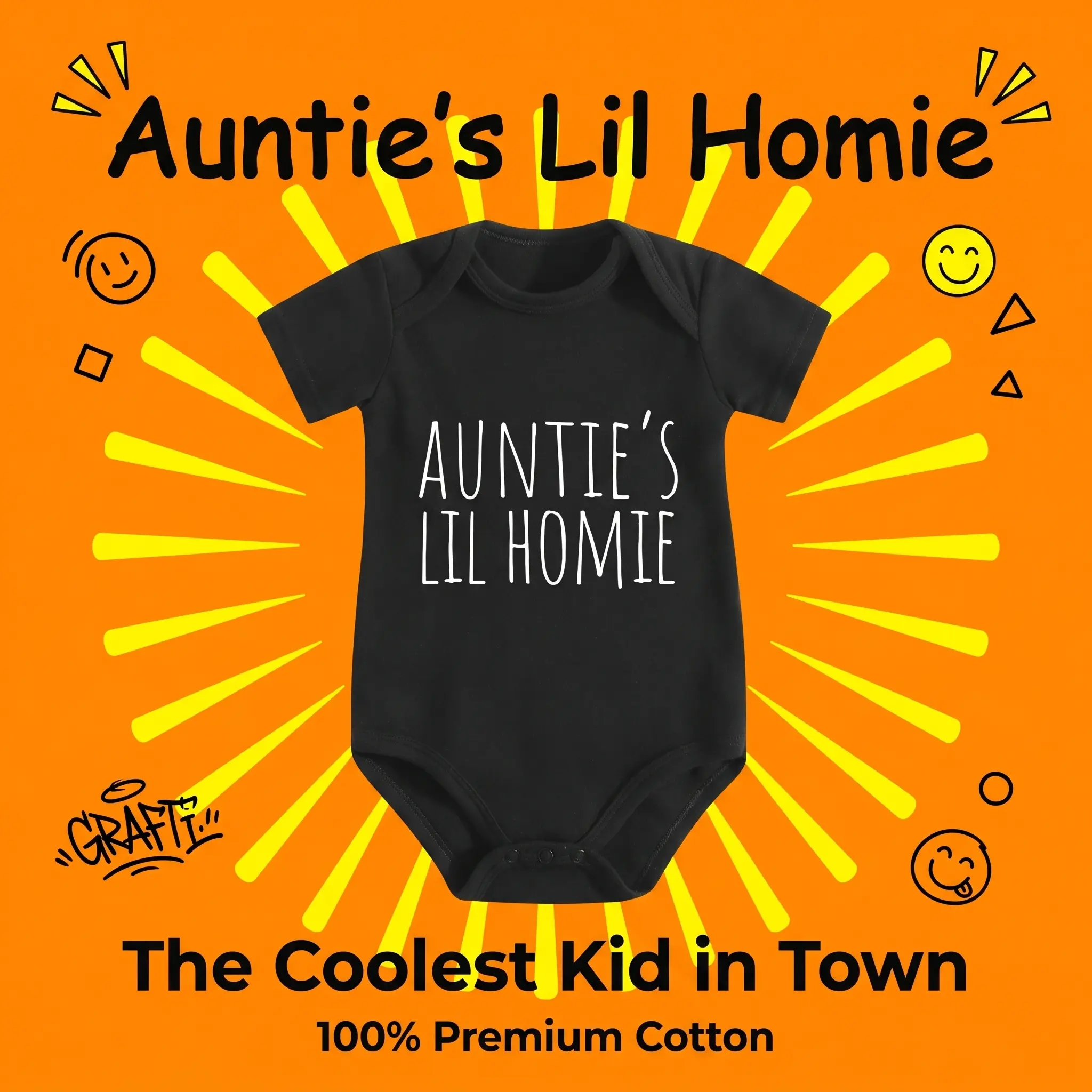 100% Pure Cotton Baby Onesies Auntie'S Lil Homie Letter Print Soft Casual Round Neck Baby Onesies, for Outdoor, Baby Items, Newborn Baby Infant Bodysuit Bodysuit Clothes