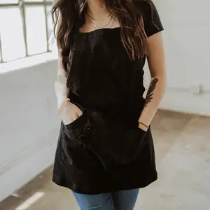 PURE BLACK DISTRESSED APRON