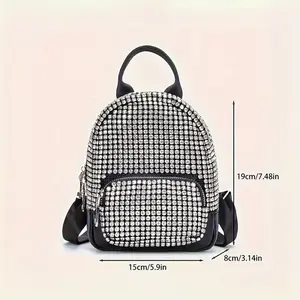 Mini Rhinestone Backpack, Stylish And Shiny Backpack Wallet, Glittering Mini Backpack
