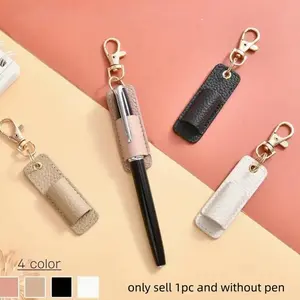 Portable Compact Soft Keychain Pen Holder, 1 Count PU Badge Pencil Case with Clip, Pen Holder Keychain Gifts for Indoor & Outdoor