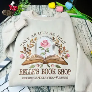 Vintage Retro Book Shop Embroidered Sweatshirt, Princess Book Shop Shirt, Tale as old as time Shirt