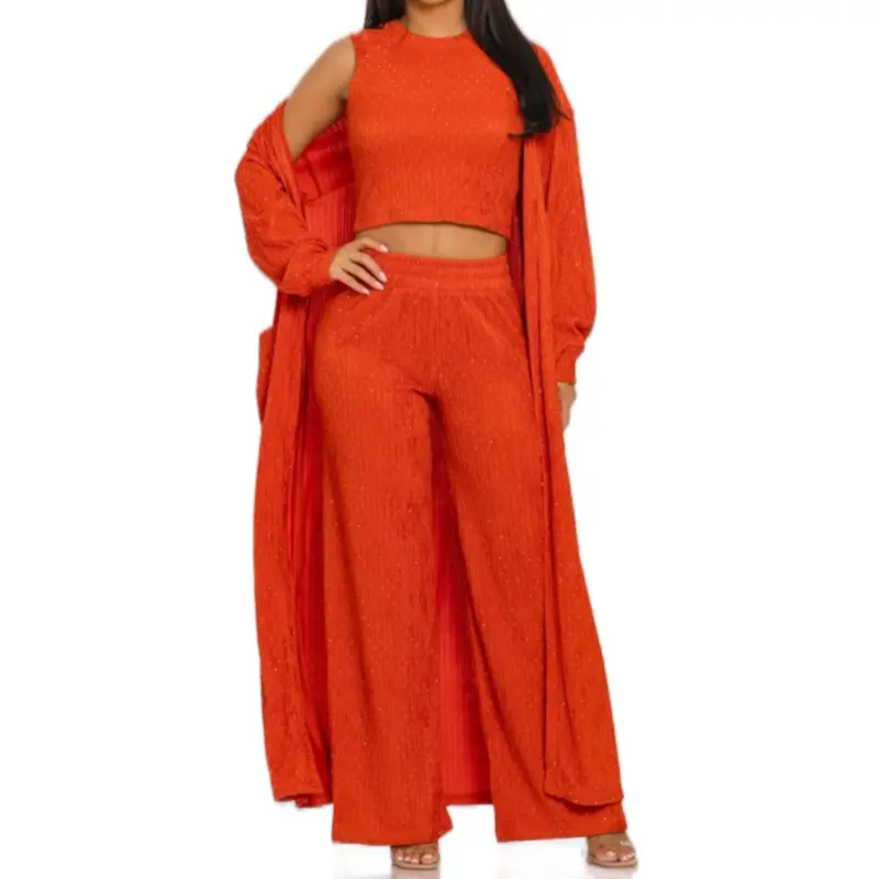 Burn Orange Rhinestone Silver