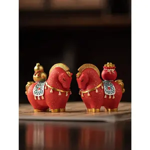 Traditional Chinese Horse Ornament - Red And Gold God Of Wealth Statue, Resin Desktop Decoration, Suitable For Opening Ceremonies, Housewarming Celebrations, Birthday Gifts-Auspicious Feng Shui Ornament For Attracting Wealth And Good Fortune,New Year Gift