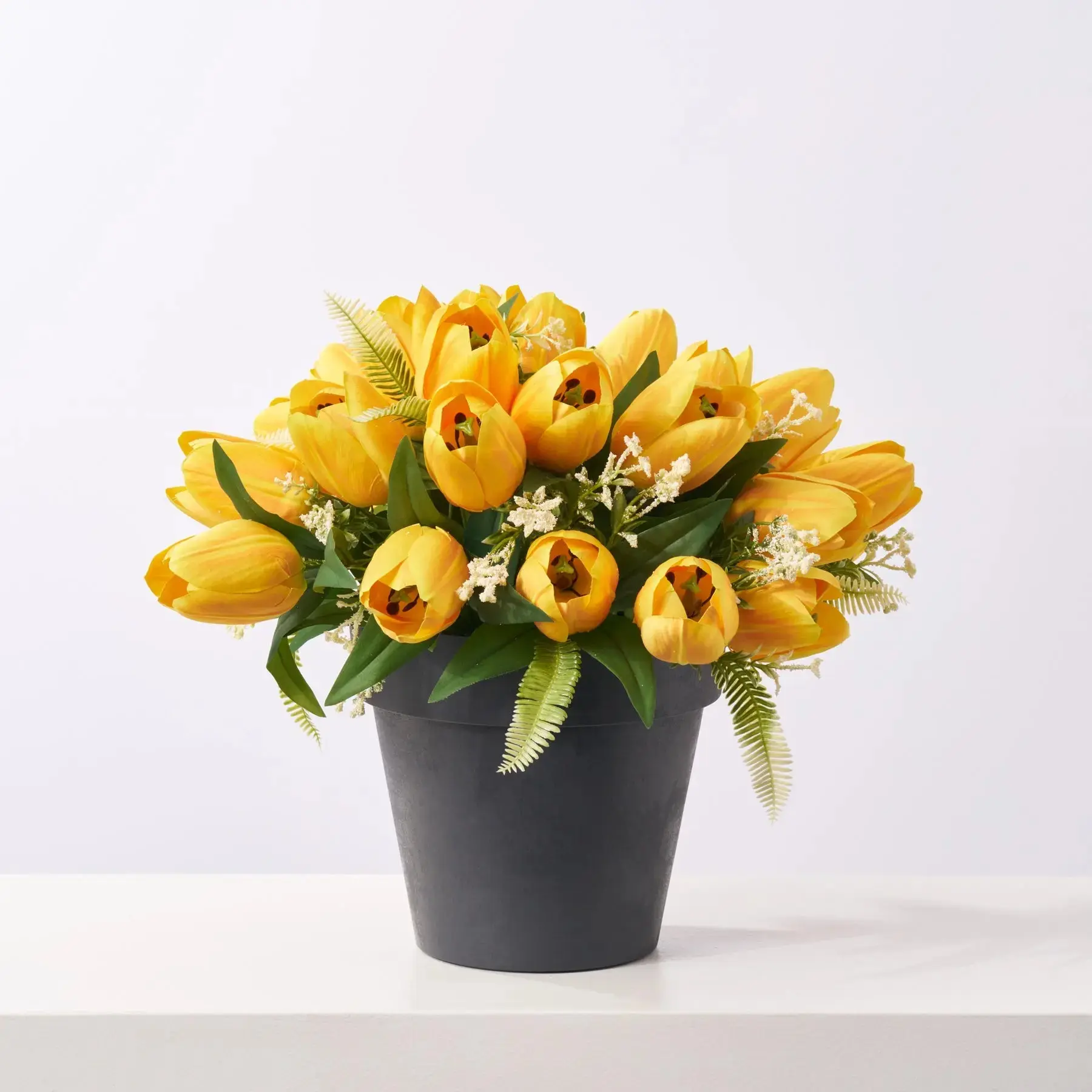 Faux Yellow Tulip Urn Filler - Decorative Botanical Plants for Pot, Entryway Spring-Summer Home Decor Arrangement