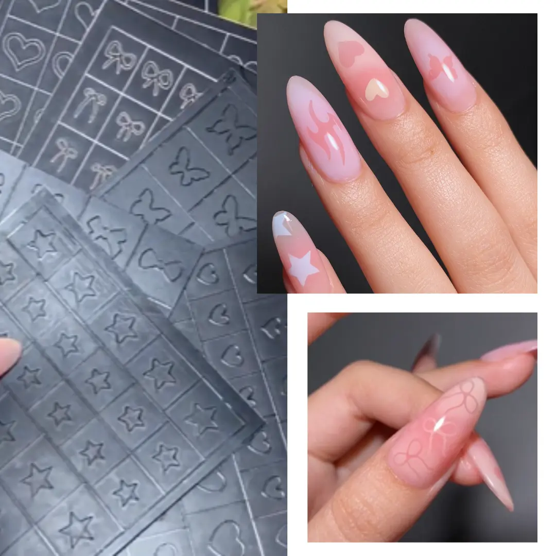 Stencil Nail Stickers for Easy Nail Art - Heart Nail Decal - Butterfly Decal - Star Decal - Bling Decal