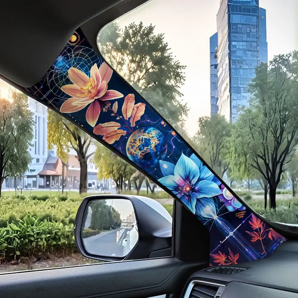 Jdm Car Interior A-Pillar Modification Kit, Universal Style Upgrade, Self-Adhesive Elastic Sticker Set, Star River Lotus Design
