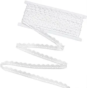 Lace Ribbon, 1/2''×10 Yards White Crocheted Lace Trim Vintage Lac Fabric Scalloped Edge Lac Ribbons for Crafts, Gift Wrapping, DIY Sewing Making, Scrapbooking, Wedding Bouquet Decorations Psyqtsuary