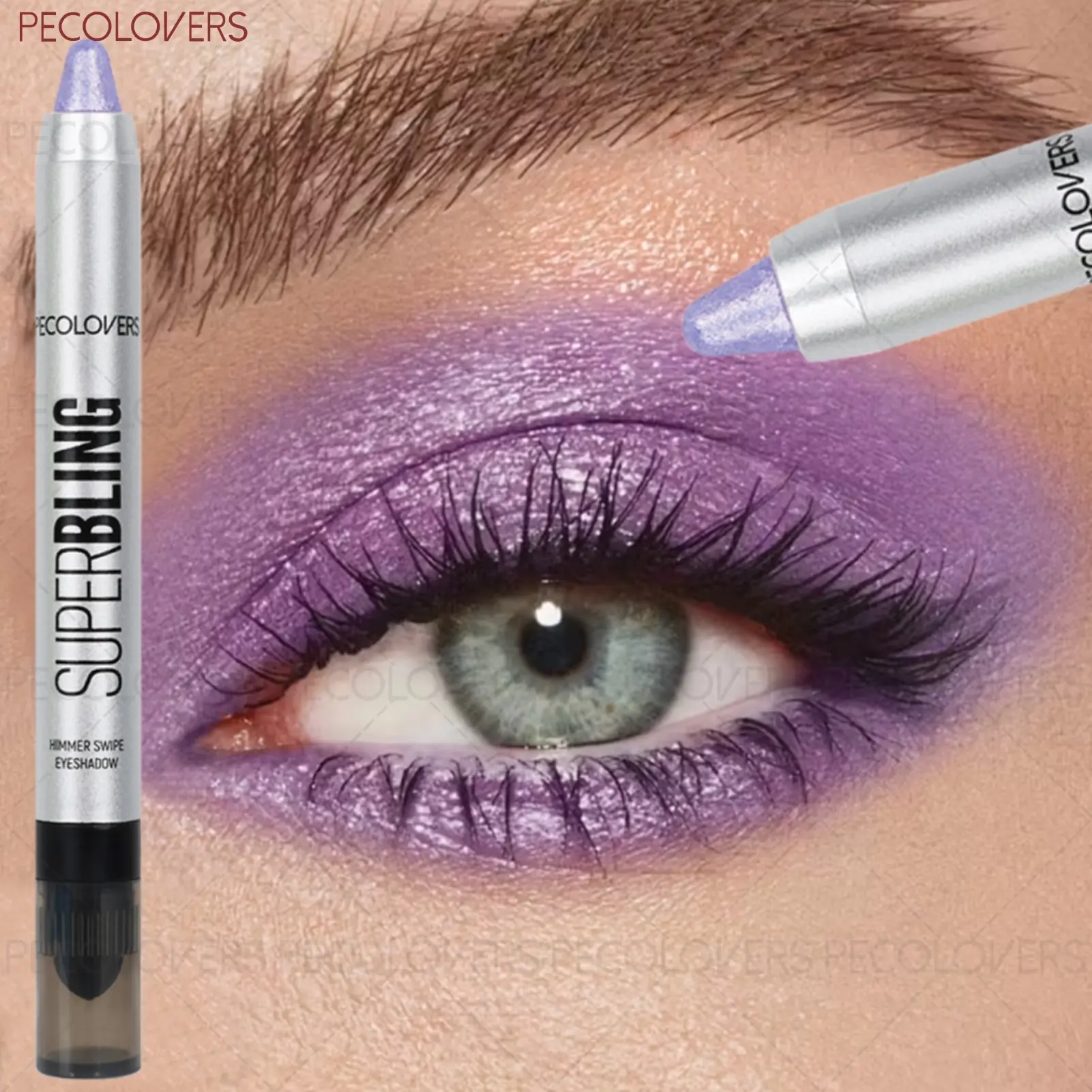1 Pcs Clear Sparkle Eyeshadow Stick, Bold Eyeshadow Makeup, Glitter Highlighter Fluorescent Eye Shadow Pencil, with Brush Tip Easy To Rendering, Waterprof Long-lasting, Christmas Party Makeup