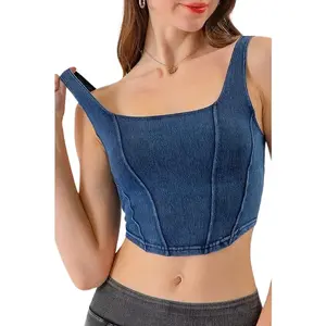 Bare Denim Bustier Midriff Tops