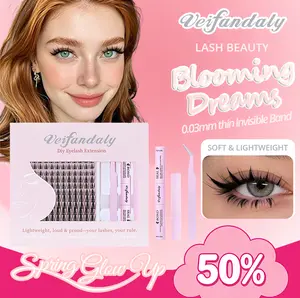Veifandaly DIY Lash Clusters Kit - Soft Fluffy Long-Lasting Lashes with Glue Remover & Tweezer for Beginners Easy At-Home Application - Eyelash Set dolley elash map
