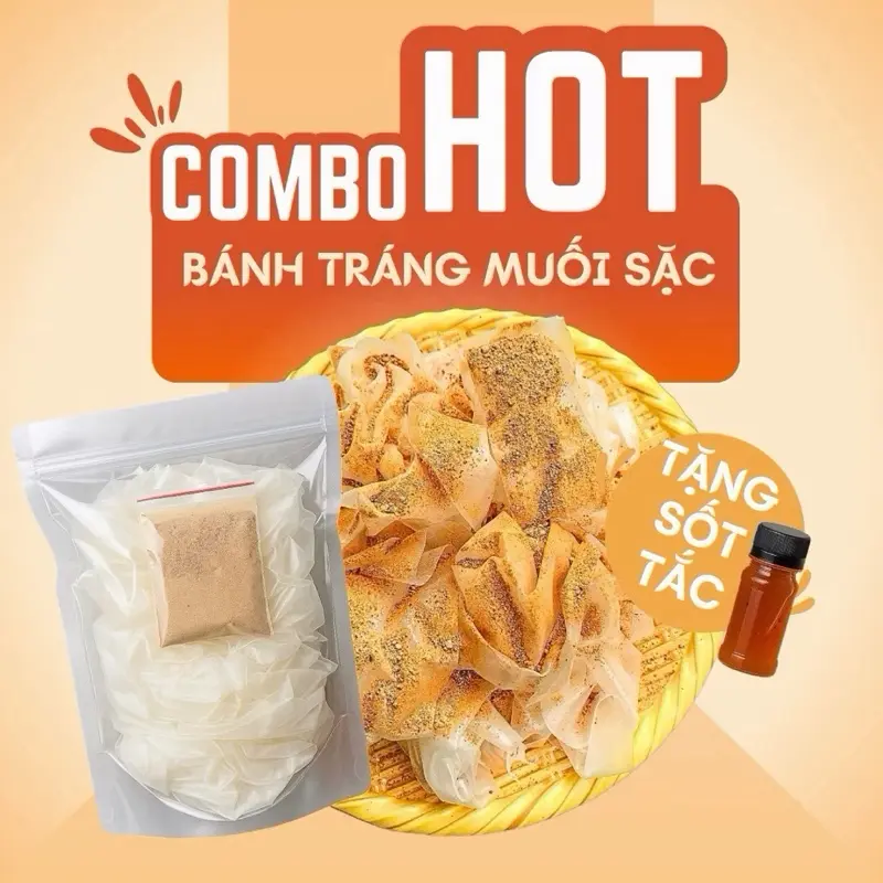 Rice Paper with Spicy Salt - Bánh Tráng Phơi Sương Muối Sặc Sốt Tắc 270g/set
