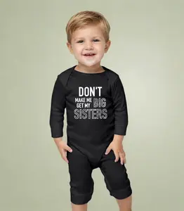 [Lunicora] Don't Made Me Get My Big Sisters Onesie, Long Legged Baby Onesie, Cotton Infant T Shirt, Funny Long Legged Baby Bodysuit, Sarcastic Novelty Infant Tee