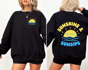 High noon Crewneck Sweatshirt, sunshine and sunsips, nooners pullover Casual