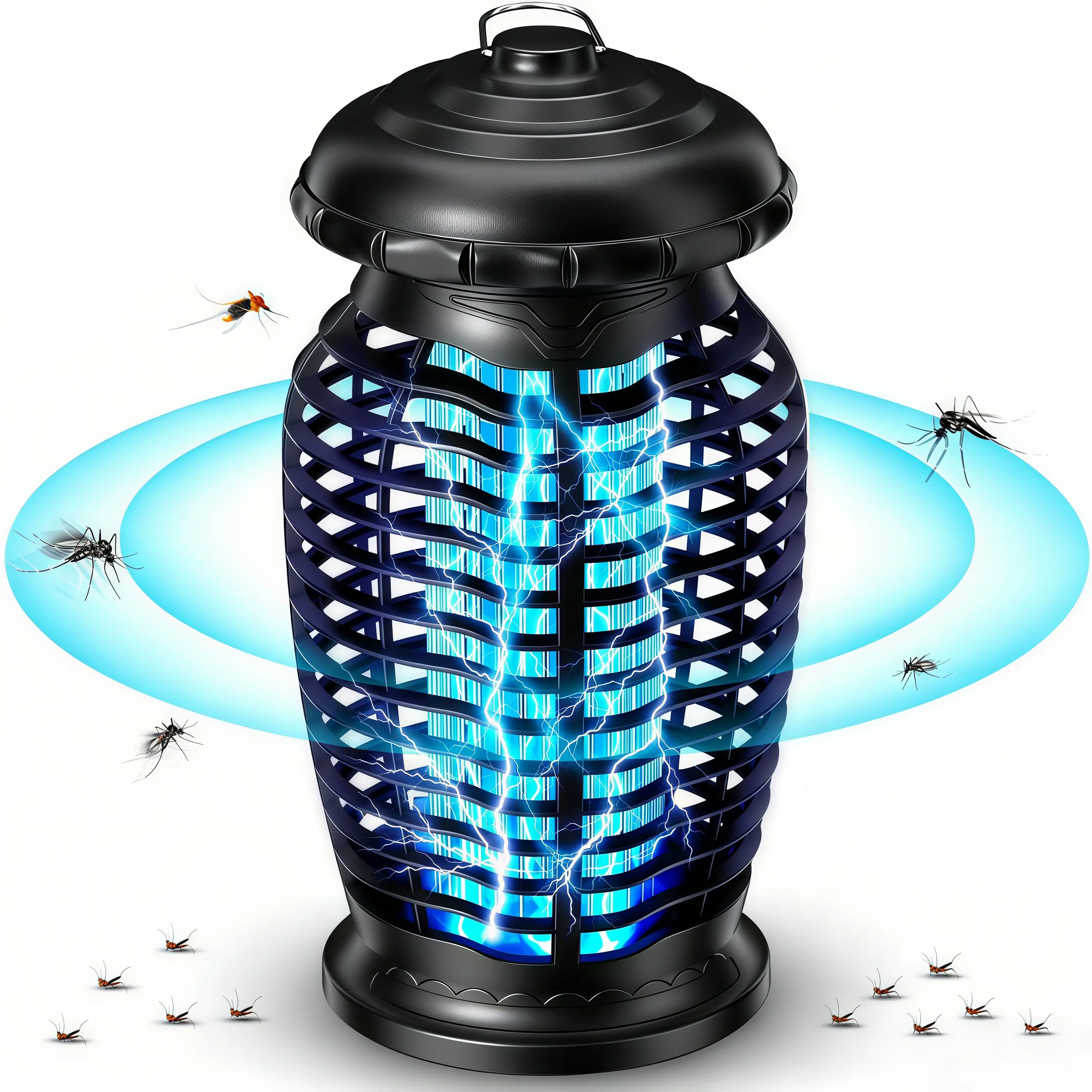 LMMAKE 4200V Electronic Mosquito Zapper, Advanced Insect Attraction Indoor-Outdoor Insect Killer with Auto Sensor, Detachable Tray for Easy Maintenance, Black for Home & Backyards