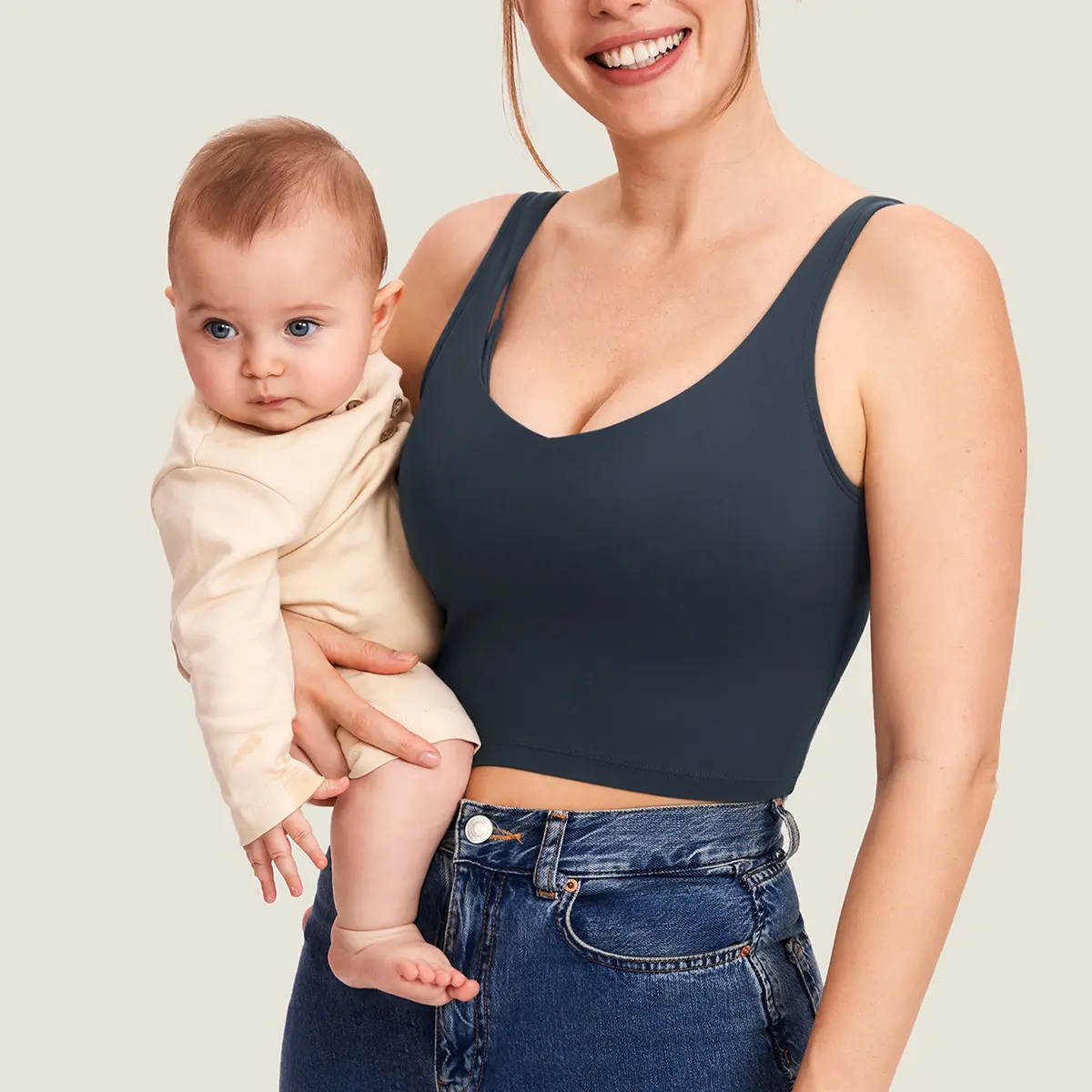 Momanda V Neck Nursing Crop Tank Top Momanda V Neck Nursing Crop Tank Top