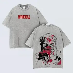 "Viltrumite Warrior"-Retro Heavyweight Oversized Tee, Washed Cotton, Omni-Man Inspired Superhero Streetwear, Graphic T-shirt, Comic Manga Crossover, Limited Edition Gift Oversized Fit,Comic-Inspired graphic tees vacation outfits men gifts dailywear