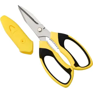 Heavy Duty Practical Scissors: 8inch Sharp Scissors Multi-Purpose Heavy Duty, Serrated Blades for Cutting Carpet, Cardboard, Wire, Leather, Fabric, Kitchen, Garden, Office, Crafts Multi-Purpose Scissors