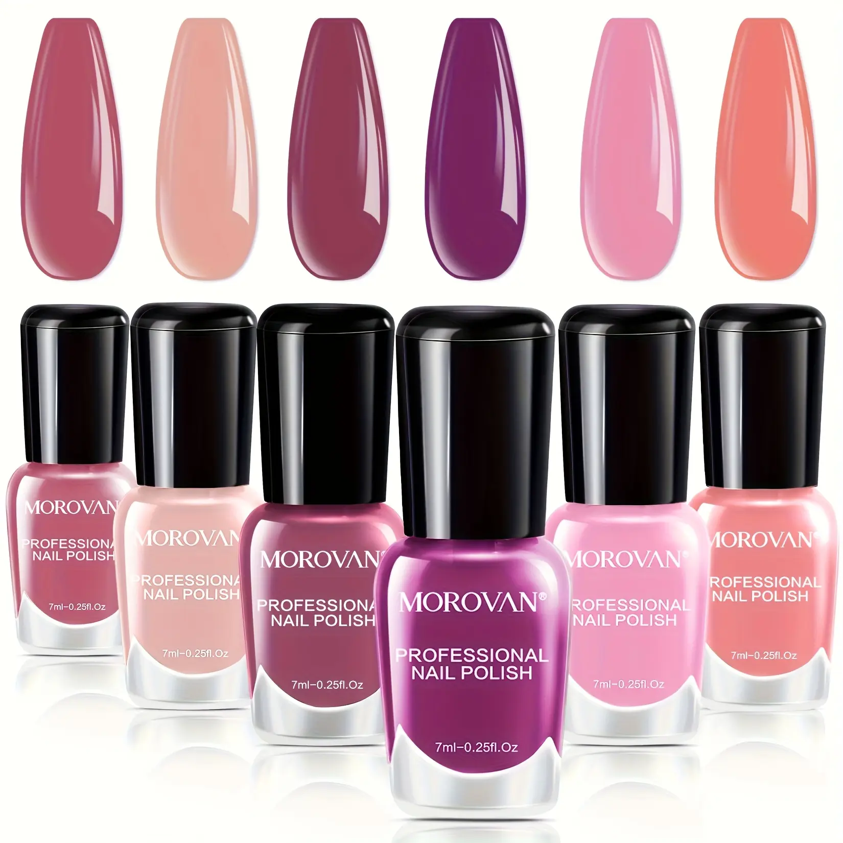 Morovan Professional Nail Polish Set, Long-Lasting Quick Dry Nail Varnish with Trendy Nude Pink & Purple Shades, Perfect for Daily Commute, Date Night, Home DIY Manicure & Salon Use, High Cost-Effective Nail Art Gift for Women, Girls & Nail Enthusiasts