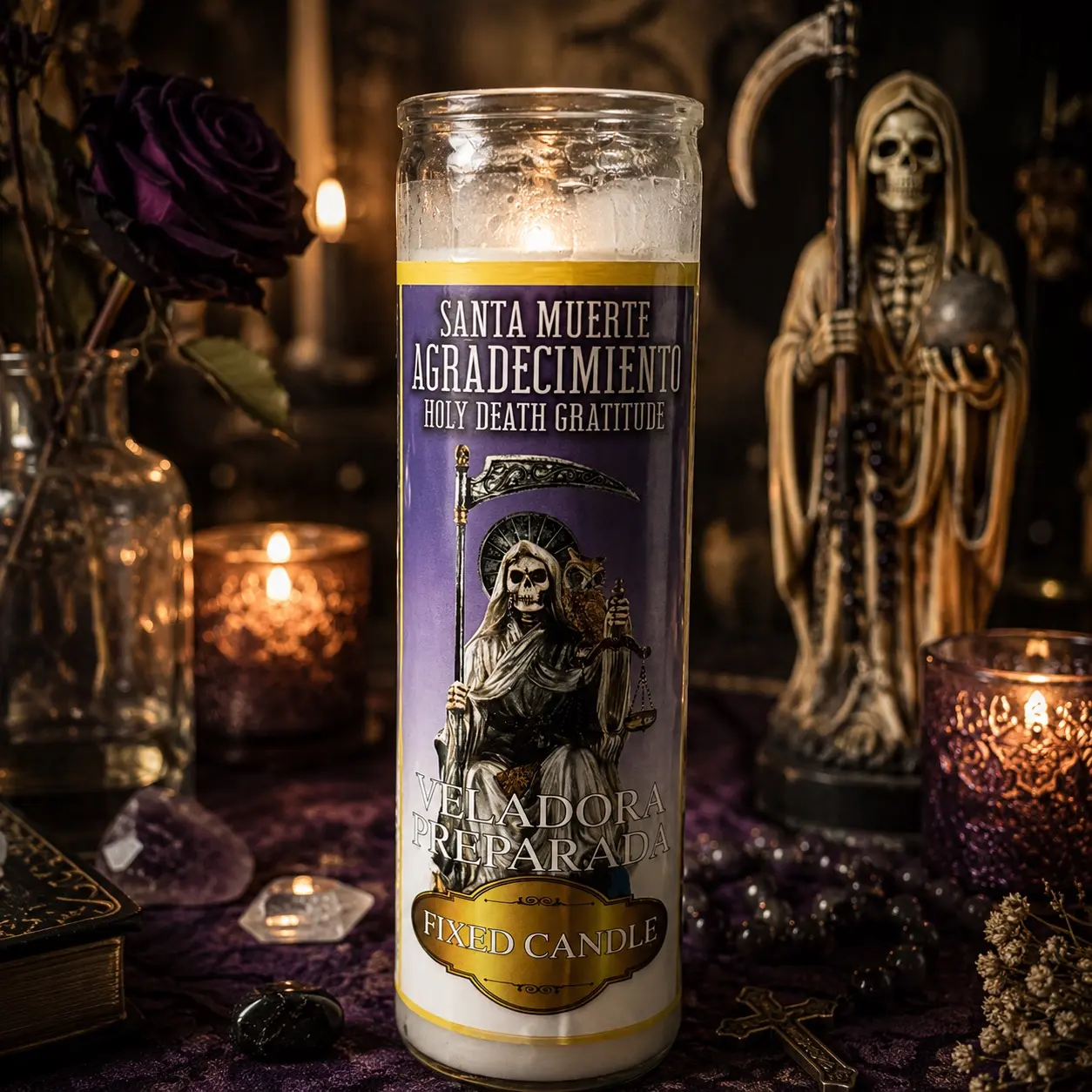 Santa Muerte Agradecimiento Veladora Preparada - Holy Death Gratitude Fixed Candle