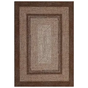 Brown Modern 6 x 9(ft) Rectangular Indoor Soft Non Slip Washable Bordered Geometric Area Rug