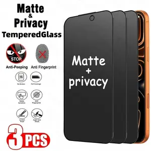 3-Piece Matte Privacy Screen Protector Set, Compatible with iPhone Series, Anti-Fingerprint, Easy Install, Full Coverage, 9h Tempered Glass