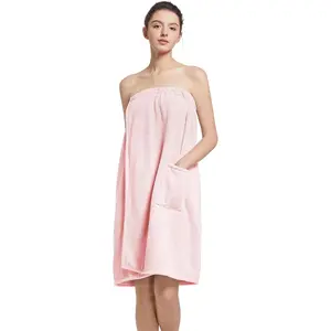 Women'S Soft Wrap Towel Full Length，Bath Robe After Shower Female Plush Long，Spa Bathrobes Lightweight With Pockets