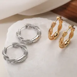New Trendy Geometric Twisted Thick Hoop Earrings Fashion Gold Color Big Round Circle Earrings for Women Punk Hiphop Jewelry Gift