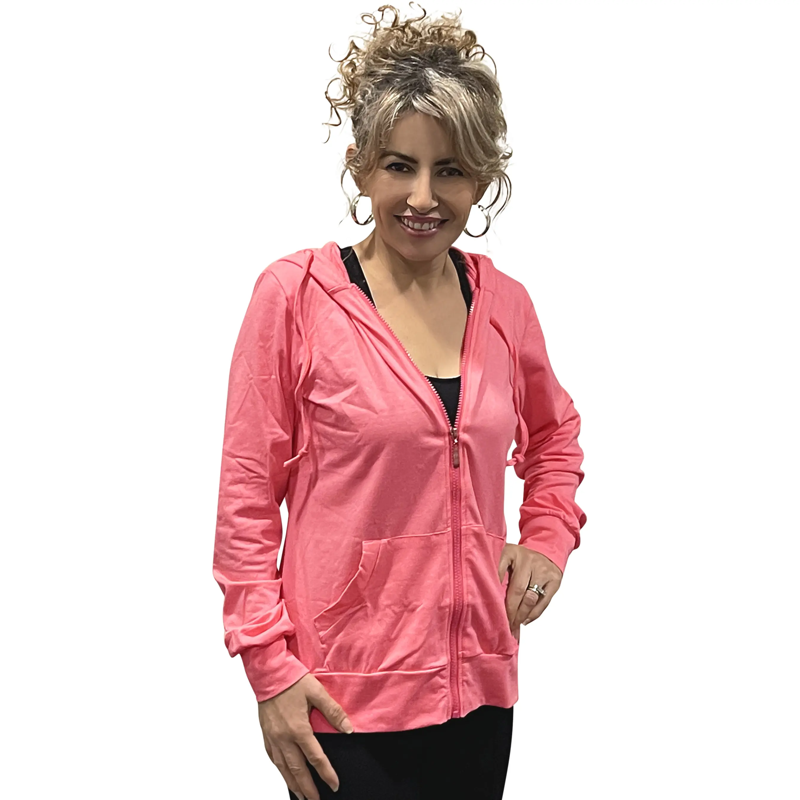 COUVER Women's Active Casual Thin Cotton Zip Up Hoodie Jacket Basic Fit Outfit Womenswear