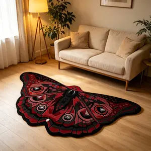 Vintage Gothic Butterfly Carpet, Irregular Shape Living Room Rug, Easy Clean, Fashionable Home Decor for Bedroom, Sofa, Hotel