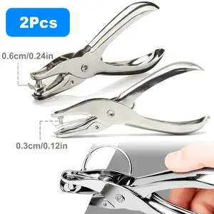 2Pcs Hole Punchers, 3mm and 6mm Circle Single Hole Paper Punch, 8 Sheets Capacity Hole Punch, Metal Handheld Hole Puncher for Office, DIY Craft Paper, Gift Tags Clothing Ticket, Shrink Sheet, Smooth Hole Puncher