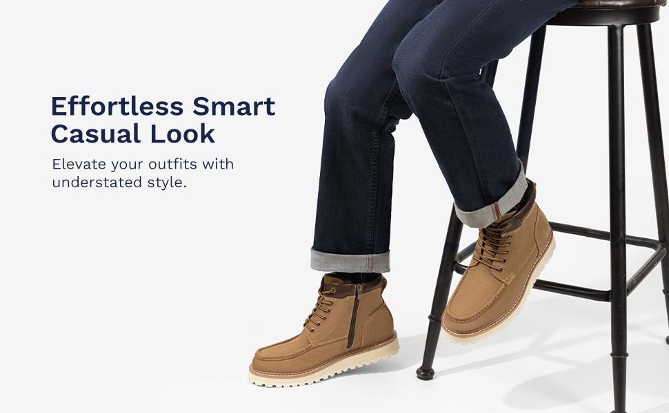 Bruno Marc Men's Moc Toe Leather Fashion Boots